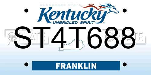 ST4T688 Kentucky License Plate