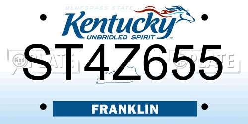 ST4Z655 Kentucky License Plate