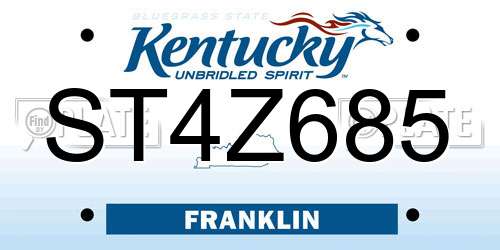 ST4Z685 Kentucky License Plate