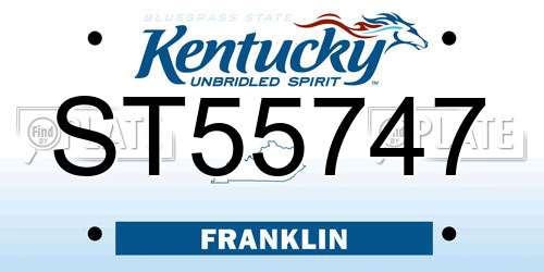 ST55747 Kentucky License Plate