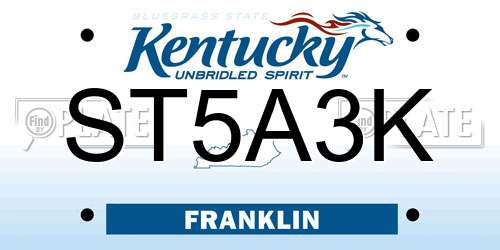 ST5A3K Kentucky License Plate