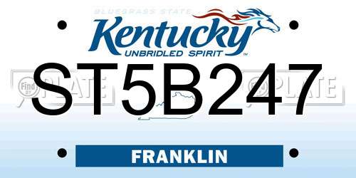 ST5B247 Kentucky License Plate