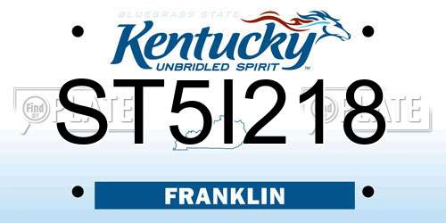 ST5I218 Kentucky License Plate