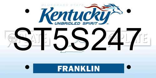 ST5S247 Kentucky License Plate