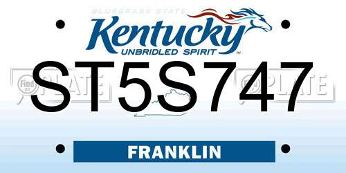 ST5S747 Kentucky License Plate