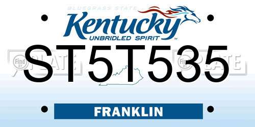 ST5T535 Kentucky License Plate