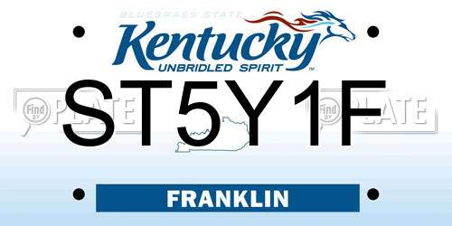 ST5Y1F Kentucky License Plate