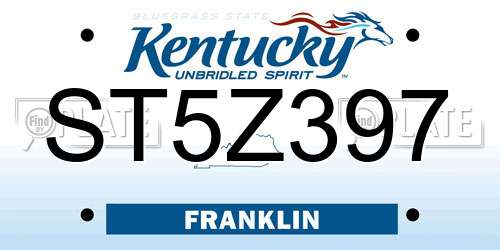 ST5Z397 Kentucky License Plate