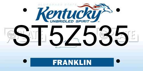 ST5Z535 Kentucky License Plate