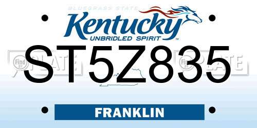 ST5Z835 Kentucky License Plate