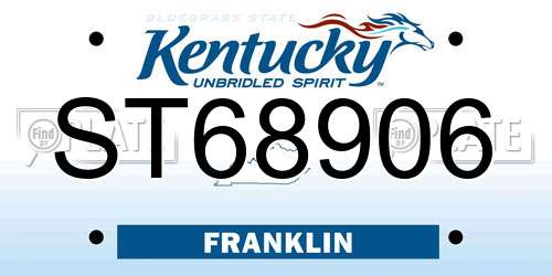 ST68906 Kentucky License Plate