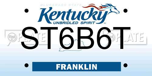 ST6B6T Kentucky License Plate