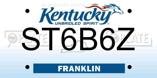 ST6B6Z Kentucky License Plate