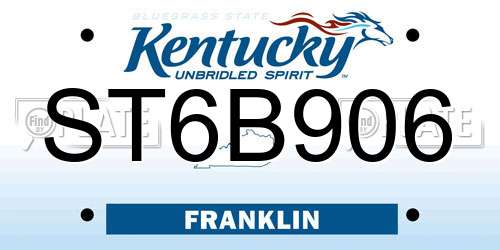 ST6B906 Kentucky License Plate