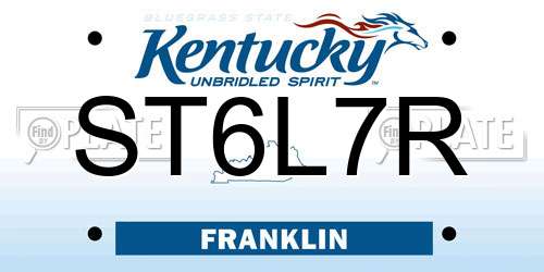 ST6L7R Kentucky License Plate