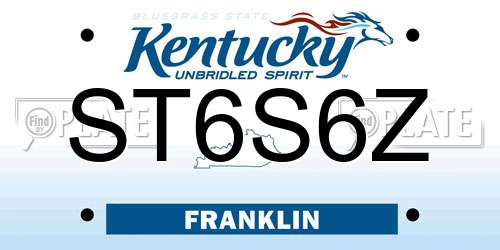 ST6S6Z Kentucky License Plate