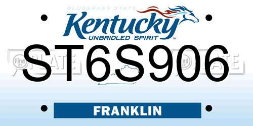 ST6S906 Kentucky License Plate