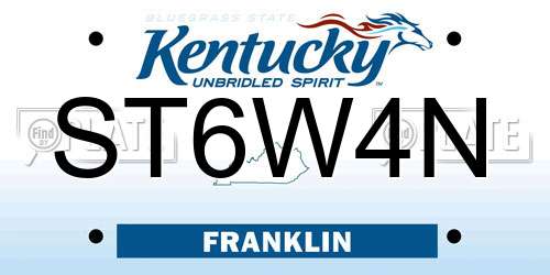 ST6W4N Kentucky License Plate
