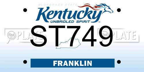 ST749 Kentucky License Plate