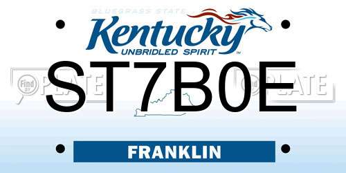 ST7B0E Kentucky License Plate