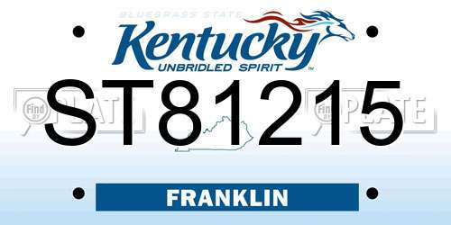 ST81215 Kentucky License Plate