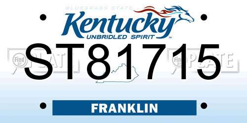 ST81715 Kentucky License Plate