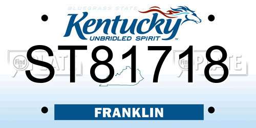 ST81718 Kentucky License Plate