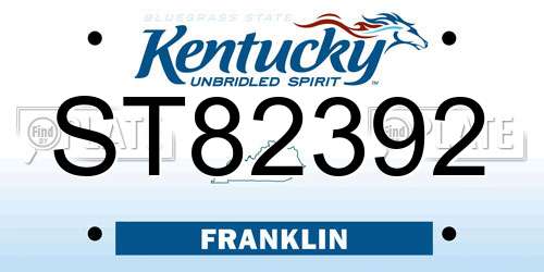 ST82392 Kentucky License Plate