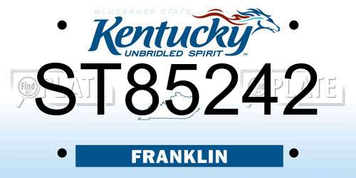 ST85242 Kentucky License Plate