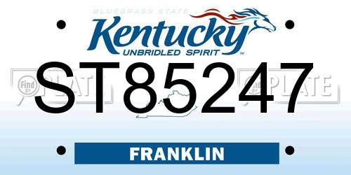 ST85247 Kentucky License Plate