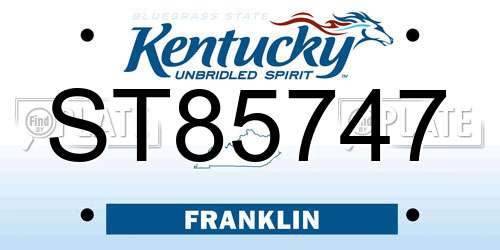 ST85747 Kentucky License Plate