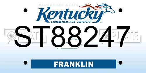 ST88247 Kentucky License Plate