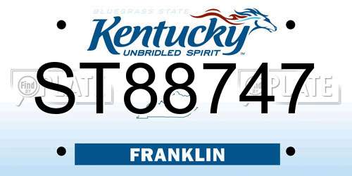 ST88747 Kentucky License Plate