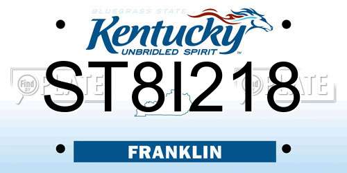 ST8I218 Kentucky License Plate