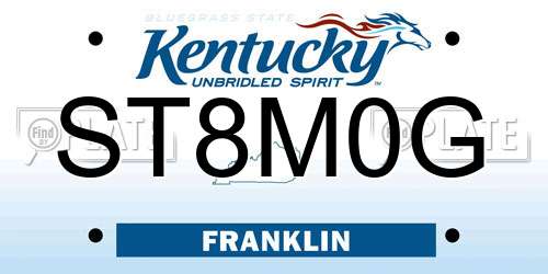 ST8M0G Kentucky License Plate