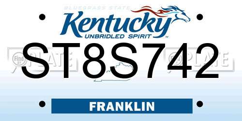 ST8S742 Kentucky License Plate