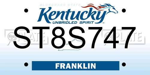 ST8S747 Kentucky License Plate