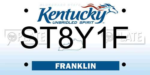 ST8Y1F Kentucky License Plate