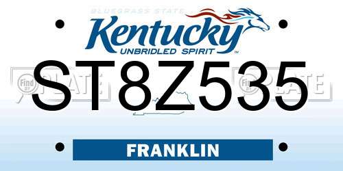 ST8Z535 Kentucky License Plate
