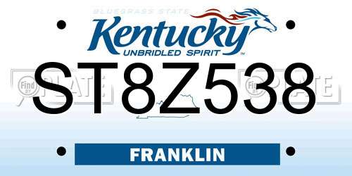 ST8Z538 Kentucky License Plate