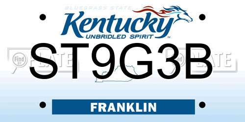 ST9G3B Kentucky License Plate