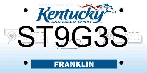 ST9G3S Kentucky License Plate