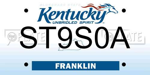 ST9S0A Kentucky License Plate