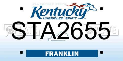 STA2655 Kentucky License Plate