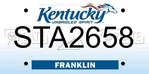 STA2658 Kentucky License Plate