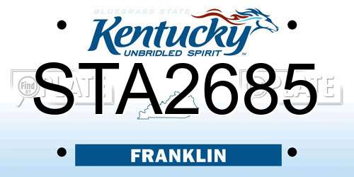 STA2685 Kentucky License Plate