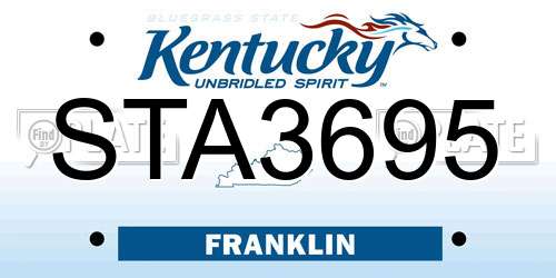 STA3695 Kentucky License Plate