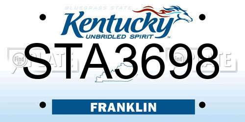 STA3698 Kentucky License Plate