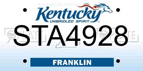 STA4928 Kentucky License Plate