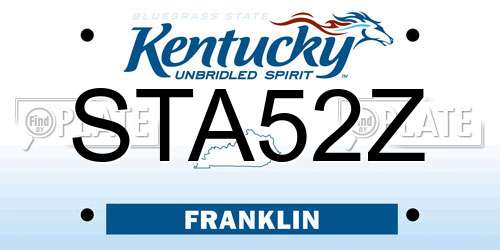 STA52Z Kentucky License Plate